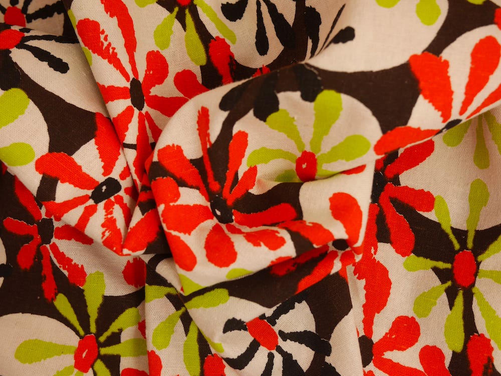 Linen Fabric - Hawaiian Flowers