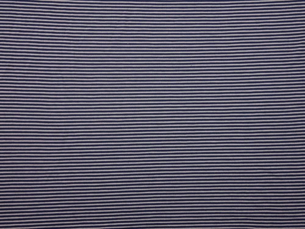 Single Jersey Stripe fabric - Navy/White