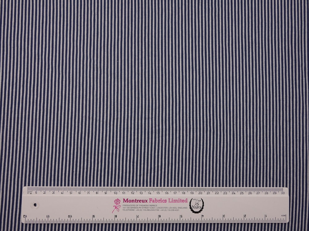 Single Jersey Stripe fabric - Navy/White