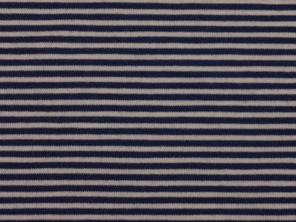 Single Jersey Stripe fabric - Navy/White