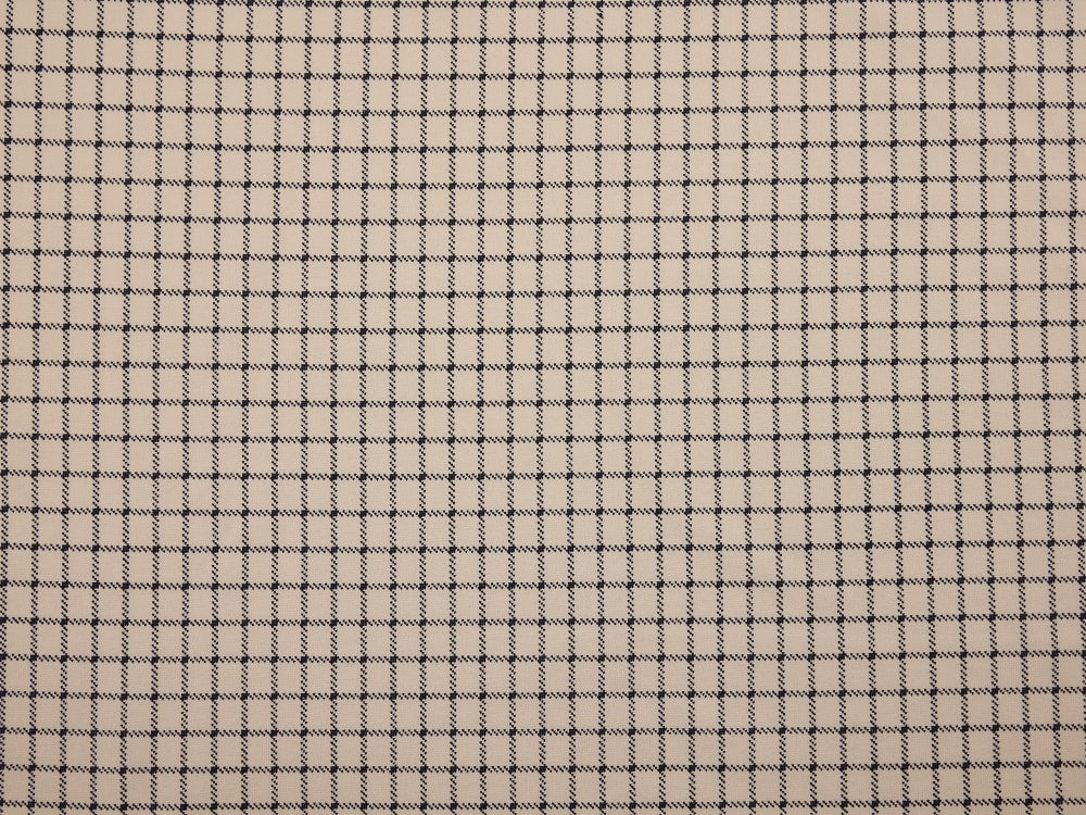 Double Jersey Ponti Fabric - Cream with Navy check