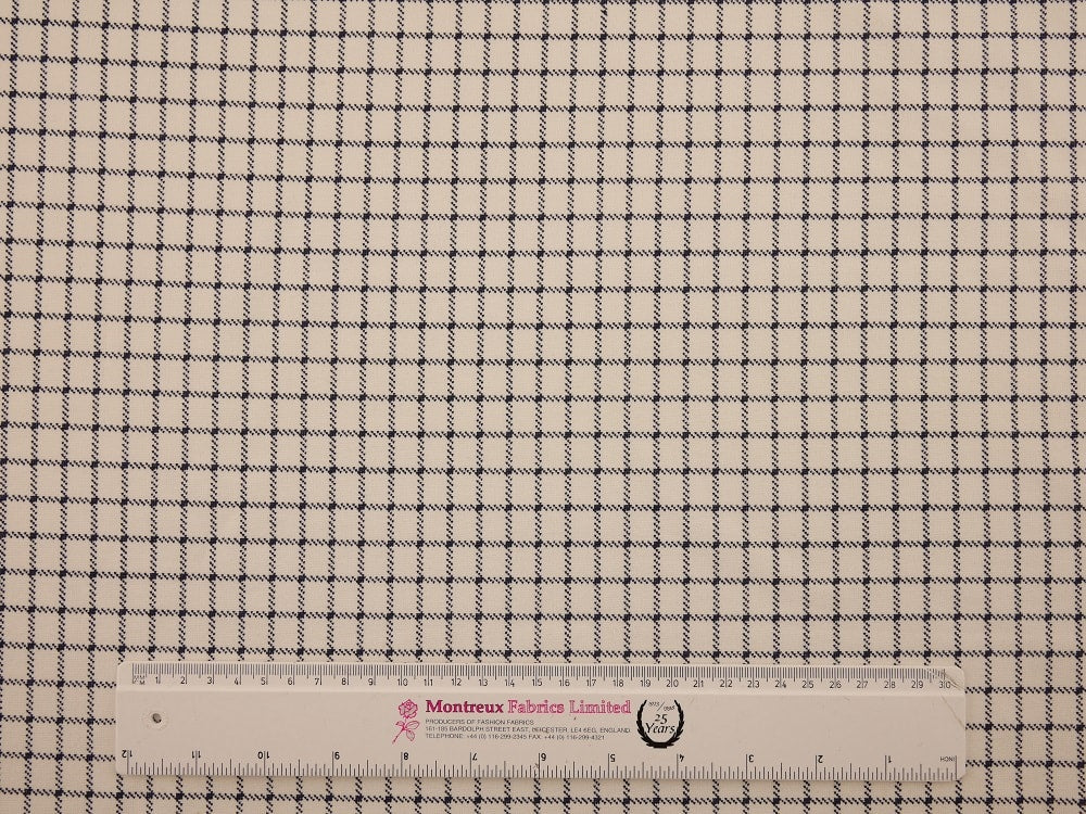 Double Jersey Ponti Fabric - Cream with Navy check