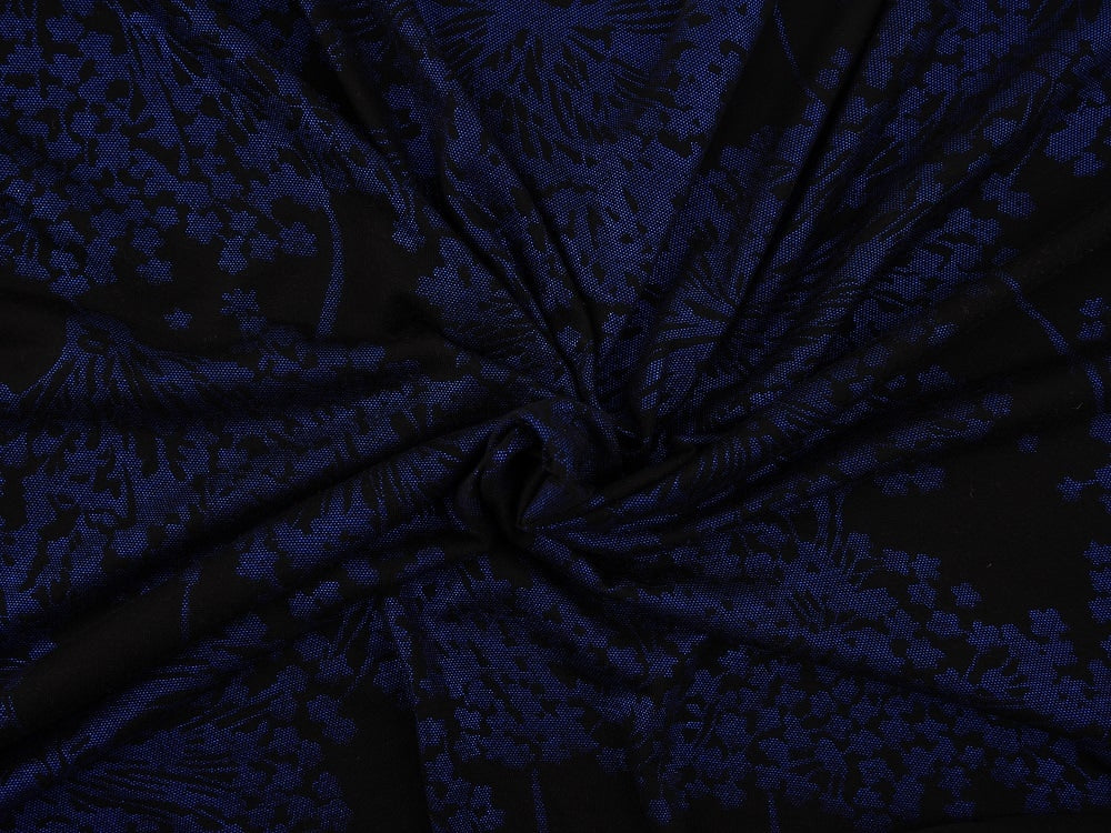 Foil Printed Viscose Jersey Fabric - Royal On black