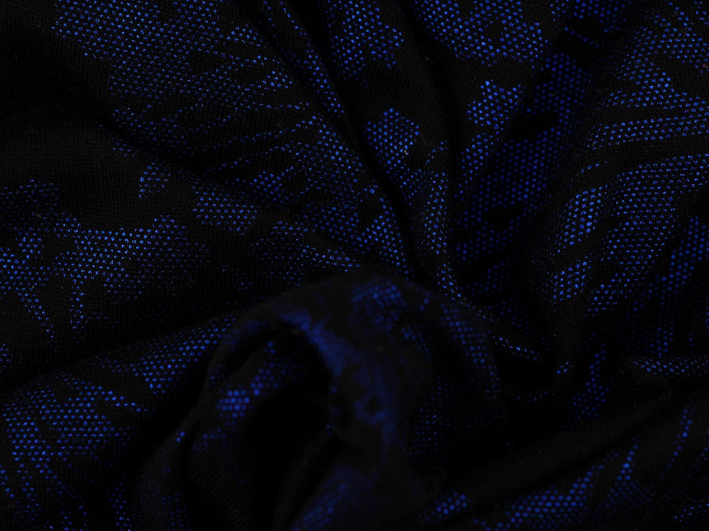 Foil Printed Viscose Jersey Fabric - Royal On black