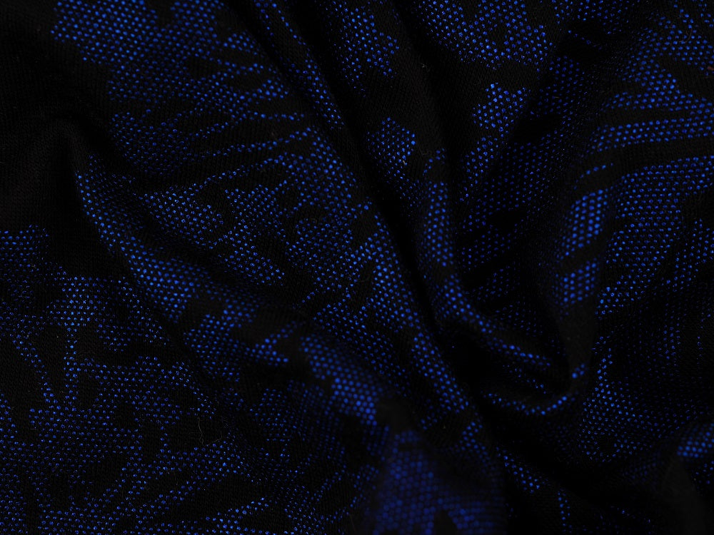 Foil Printed Viscose Jersey Fabric - Royal On black
