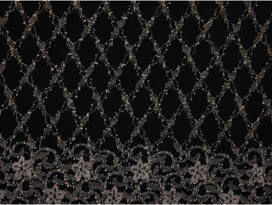 Nottingham Lace Fabric - Cream on Black