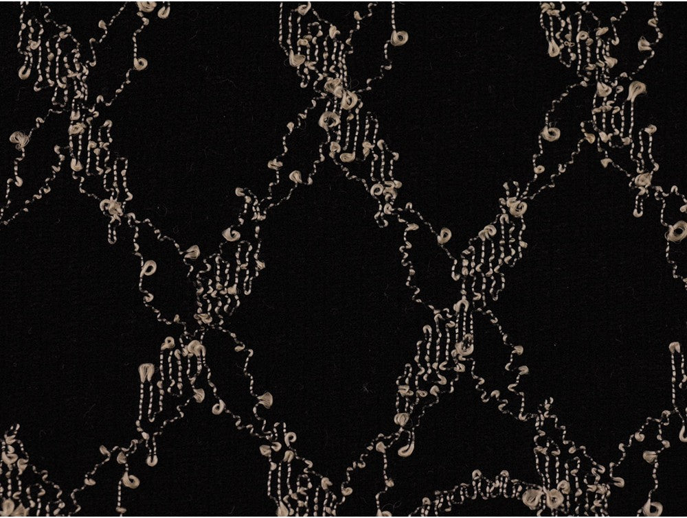 Nottingham Lace Fabric - Cream on Black