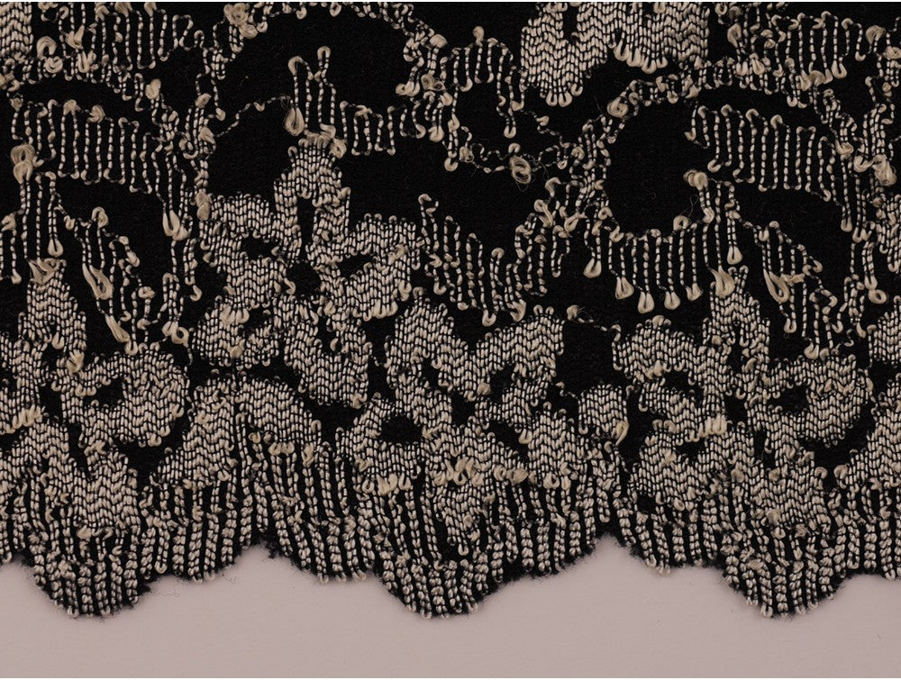 Nottingham Lace Fabric - Cream on Black