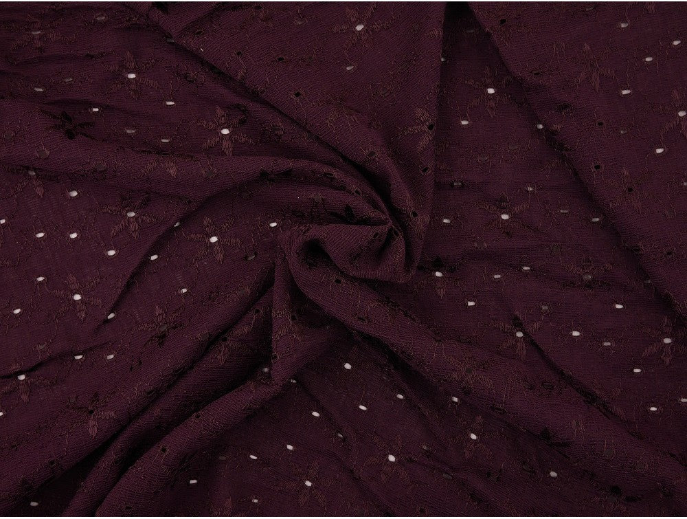 Nottingham Lace Fabric - Aubergine