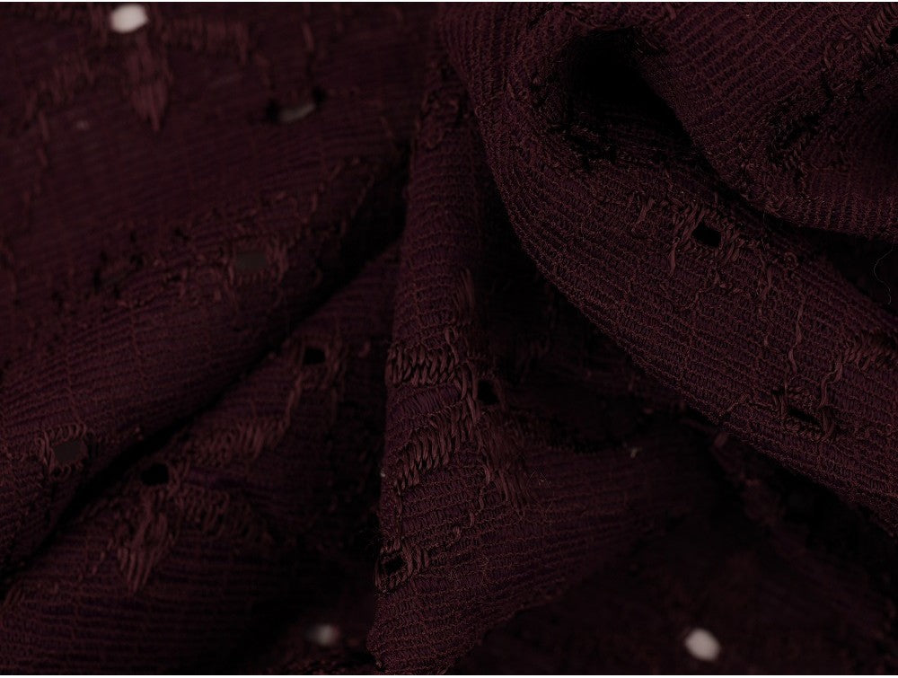 Nottingham Lace Fabric - Aubergine