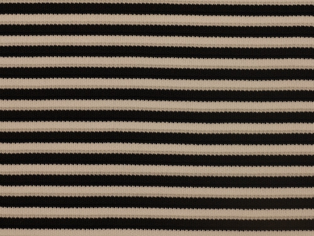 Double Jersey Ottoman Rib Stripe Fabric - Black/White