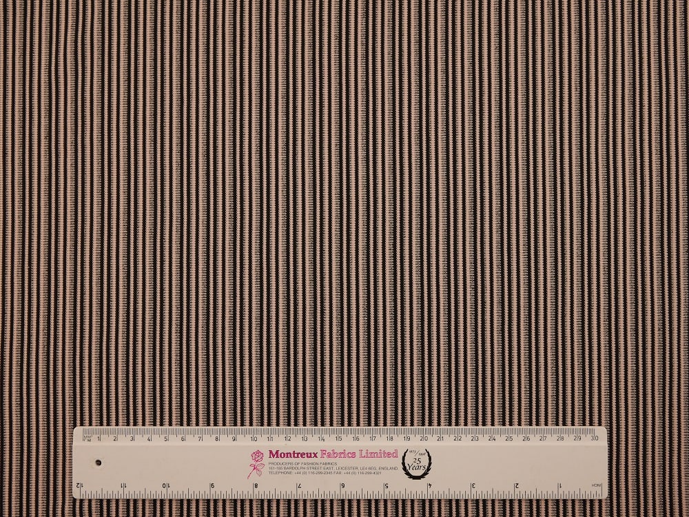 Double Jersey Ottoman Rib Stripe Fabric - Pink/Black/Grey