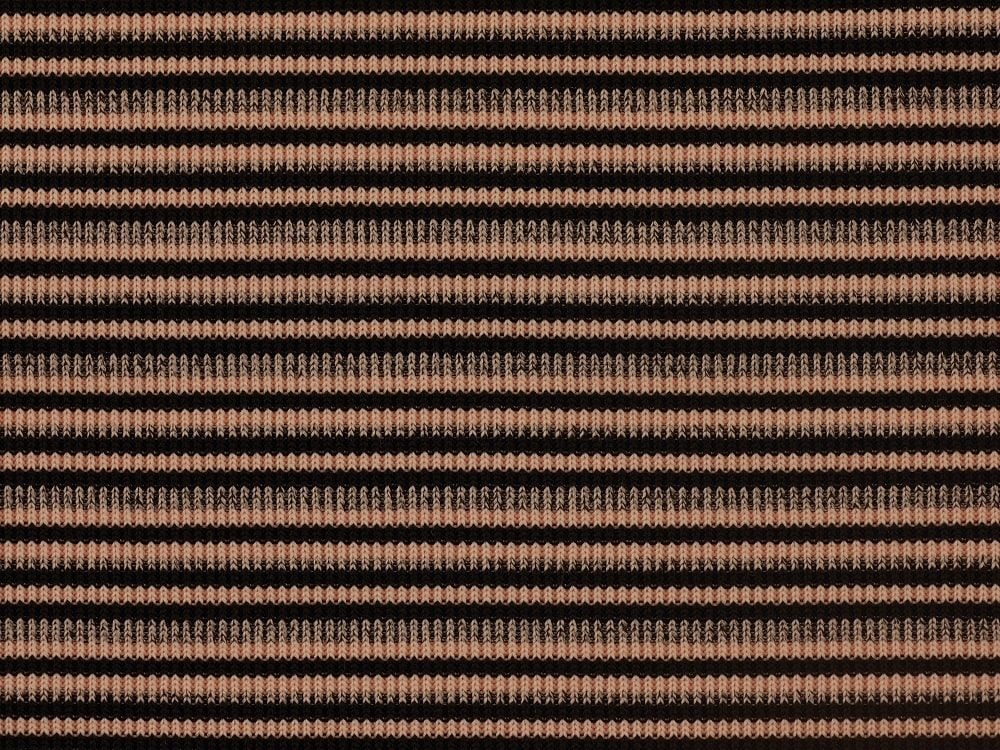 Double Jersey Ottoman Rib Stripe Fabric - Pink/Black/Grey