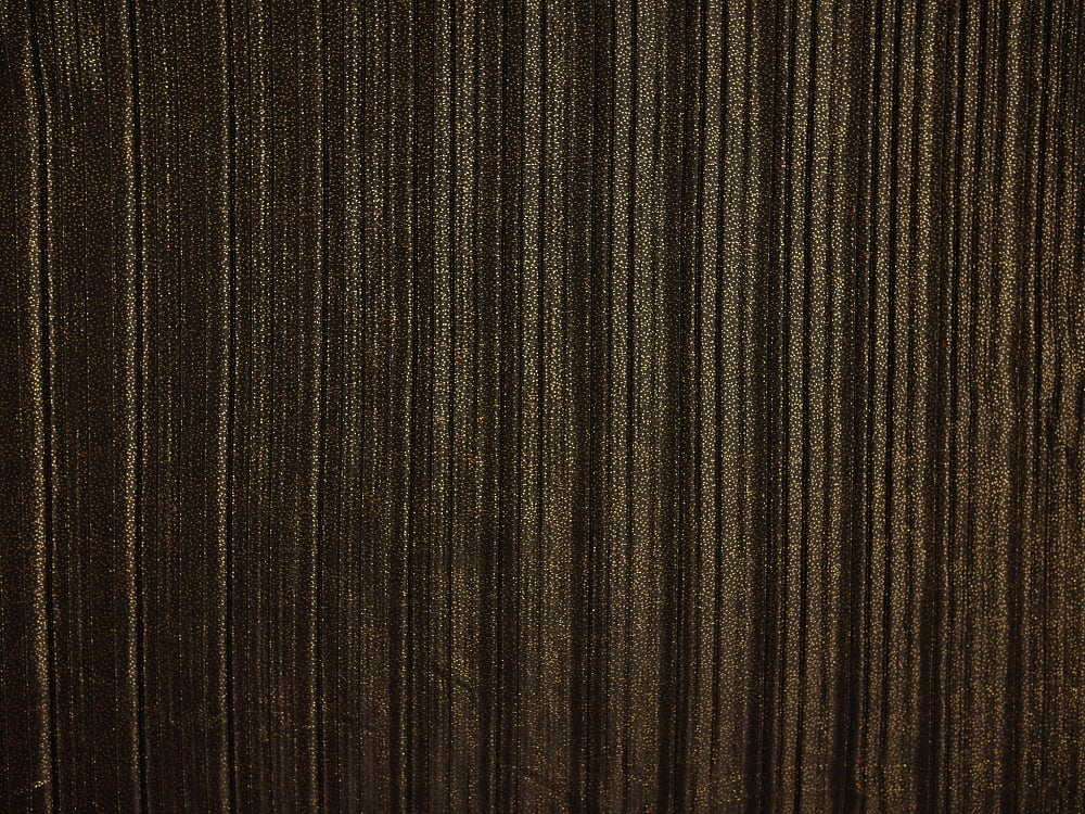 Pleated Foil Print Fabric - Gold On Black