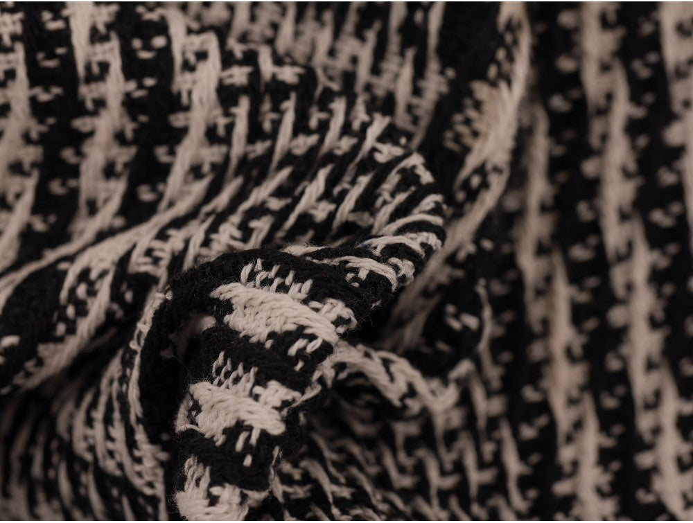 Woven Jacquard Fabric - Black and White Multi Textured