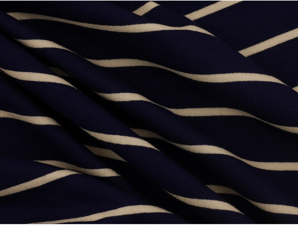 Single Jersey Stripe Fabric - Navy/White