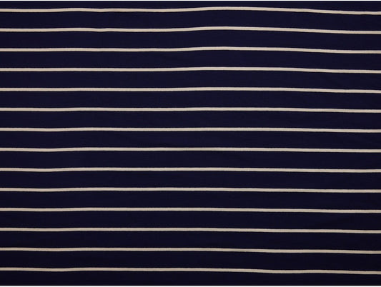 Single Jersey Stripe Fabric - Navy/White
