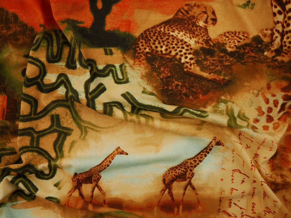 Printed Viscose Jersey Fabric - Safari