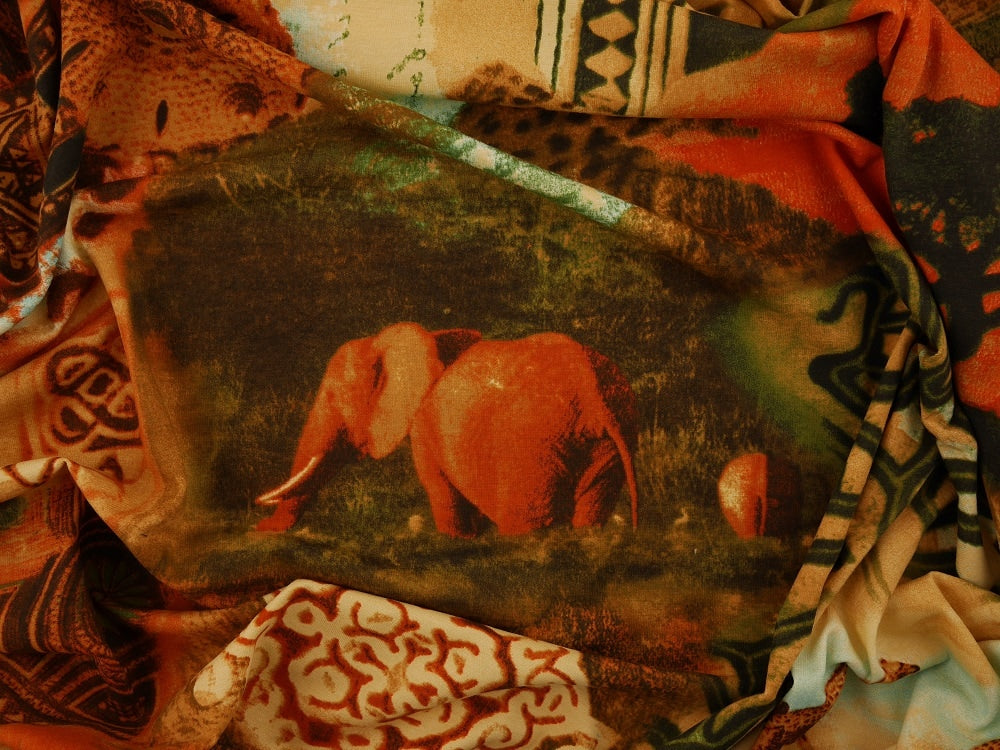 Printed Viscose Jersey Fabric - Safari