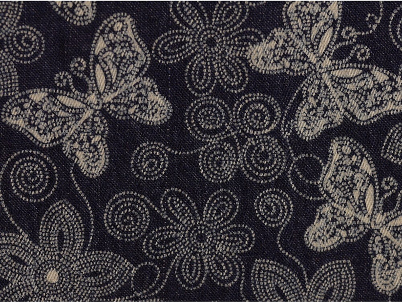 Printed Stretch Denim Fabric - Dark Navy 0.70 Metre Remnant