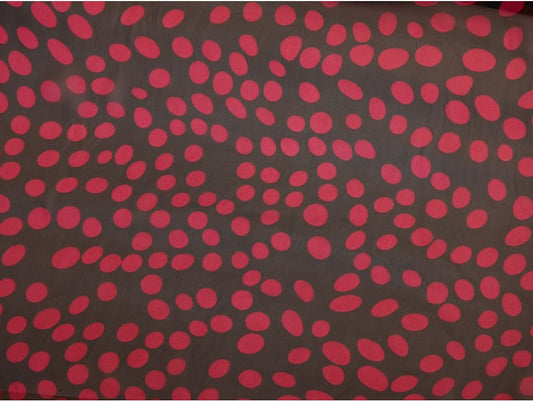 Printed Chiffon Fabric - Cerise Spot on Black