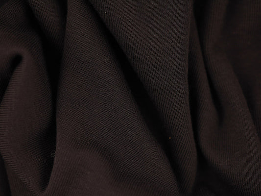 Double Organic Cotton Jersey Rib  Fabric - Black