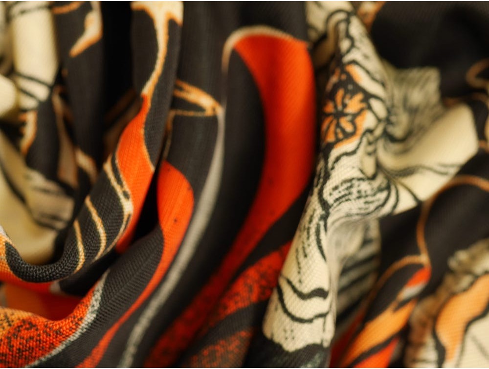 Single Jersey Printed Fabric - Dark Flowers