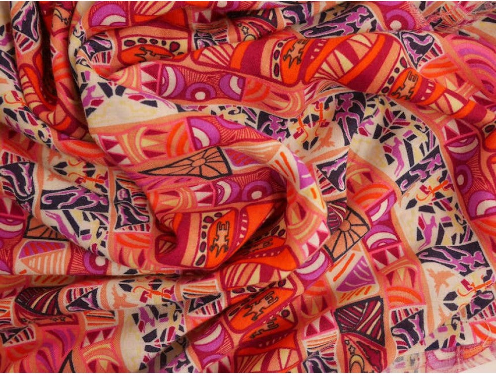 Panama Viscose Fabric Egyptian Geometric