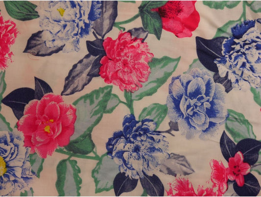 Panama Viscose Fabric - Summer Flowers