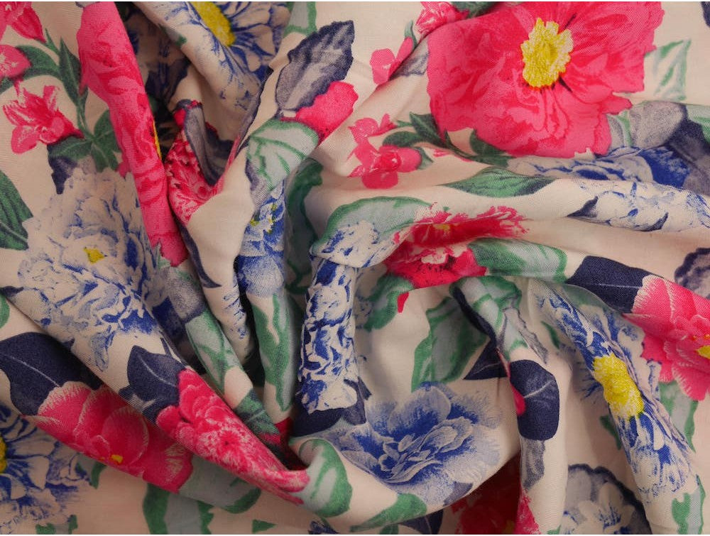 Panama Viscose Fabric - Summer Flowers
