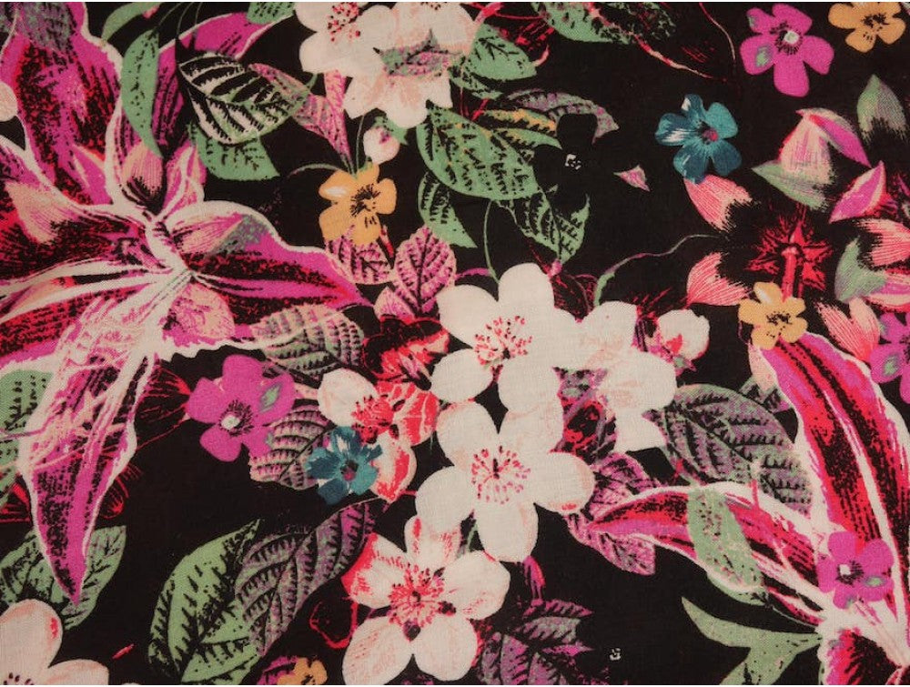 Panama Viscose Fabric - Lily Print
