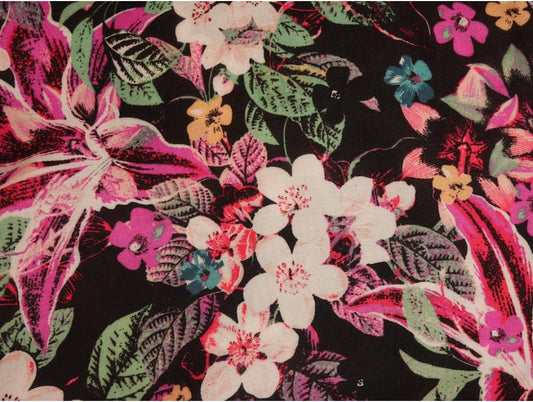 Panama Viscose Fabric - Lily Print
