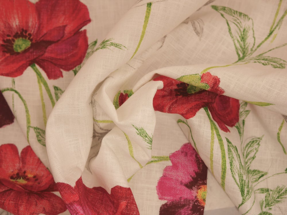 Cotton Linen Fabric - Papavero