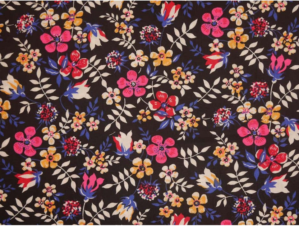 Printed Cotton Poplin - Black Forest Flowers