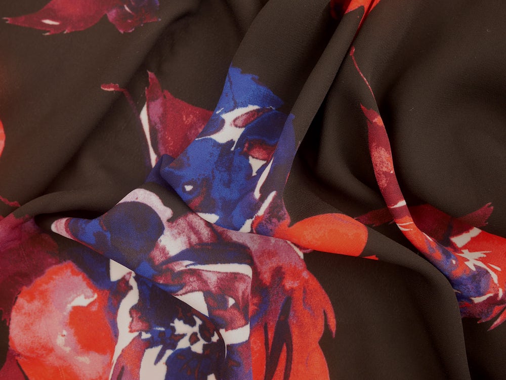 Woven Viscose Crepe - Abstract Rose