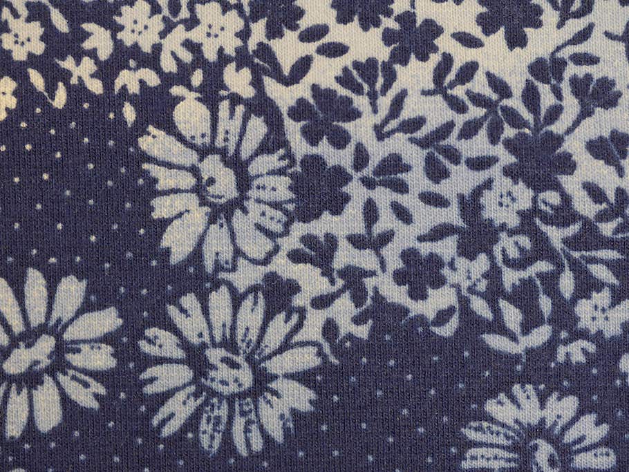 Cotton Elastane Blue Daisy