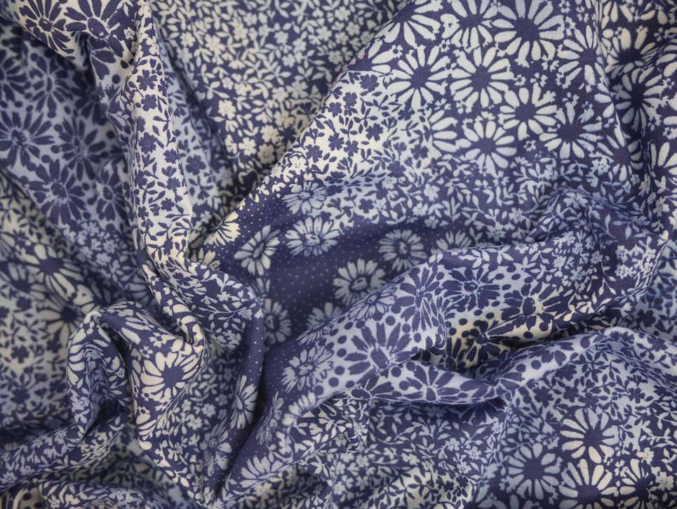 Cotton Elastane Blue Daisy
