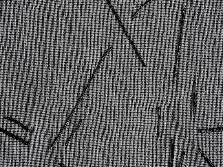 Sheer Polyester Mesh Black Lines