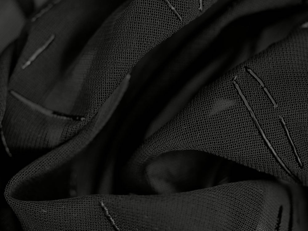 Sheer Polyester Mesh Black Lines