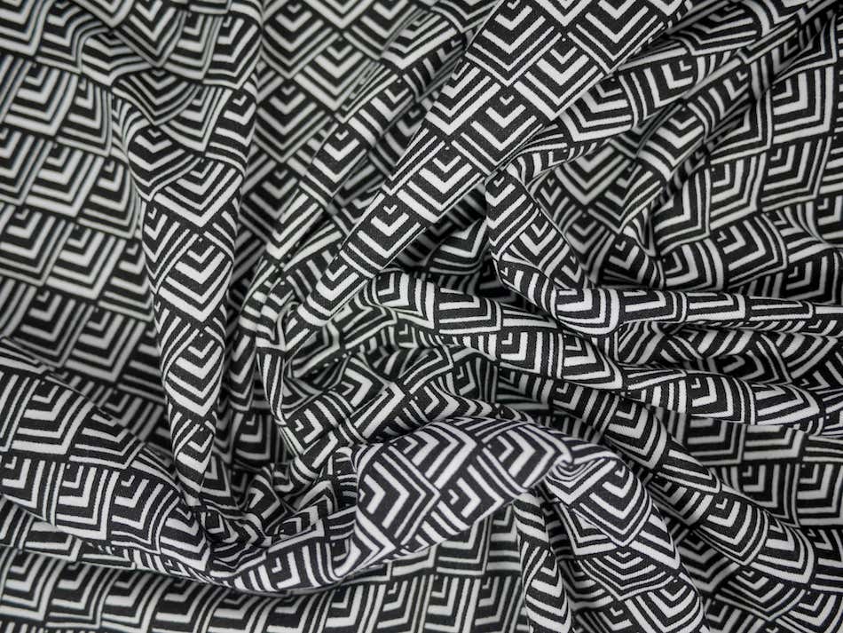 Printed Viscose Jersey Fabric - Abstract Optical Illusion