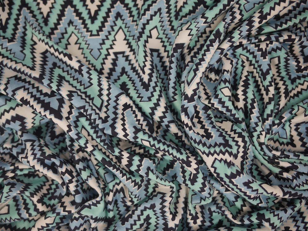 Printed Viscose Jersey Fabric - Abstract Aztec Print
