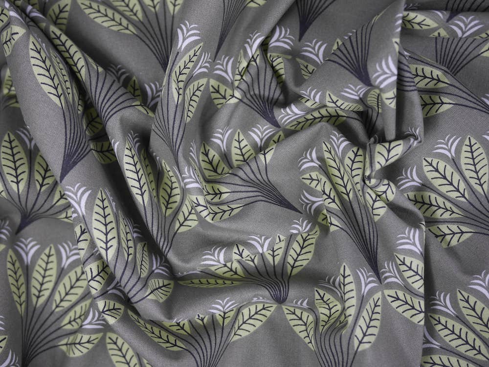 Printed Cotton Poplin - Peacock Leaf