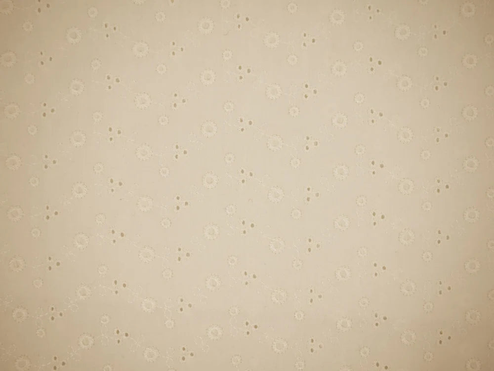 Cream Floral Broderie Anglaise Fabric - 1 Metre Remnant