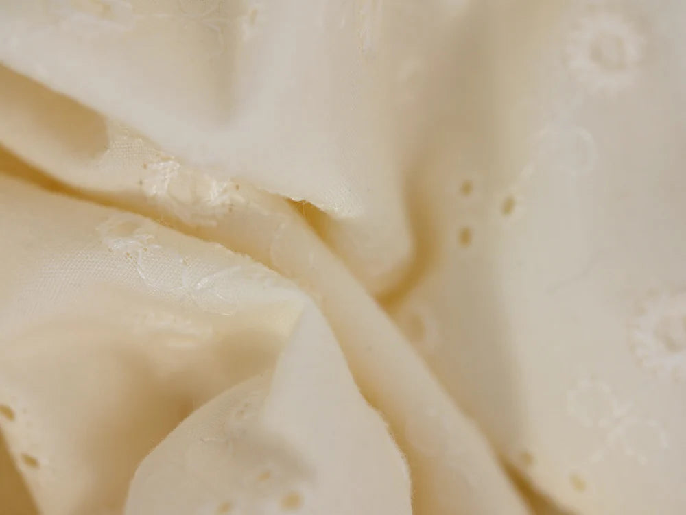 Cream Floral Broderie Anglaise Fabric - 1 Metre Remnant