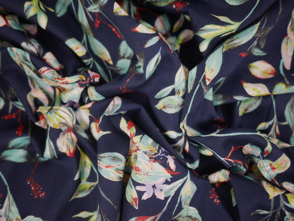 Cotton Sateen Painted Leaves