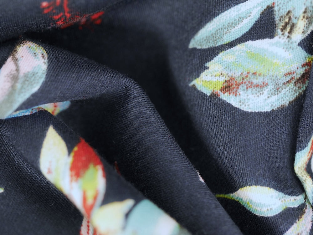 Cotton Sateen Painted Leaves