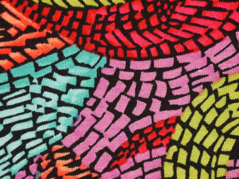 Printed Viscose Jersey Fabric - Mosaic Leaves