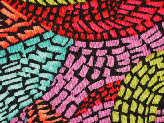 Printed Viscose Jersey Fabric - Mosaic Leaves