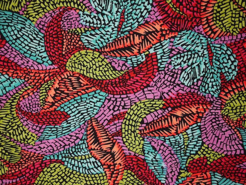 Printed Viscose Jersey Fabric - Mosaic Leaves