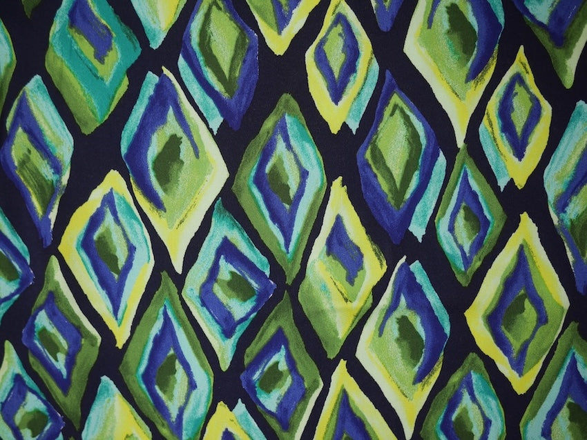 Satin Viscose Fabric - Abstract Diamonds